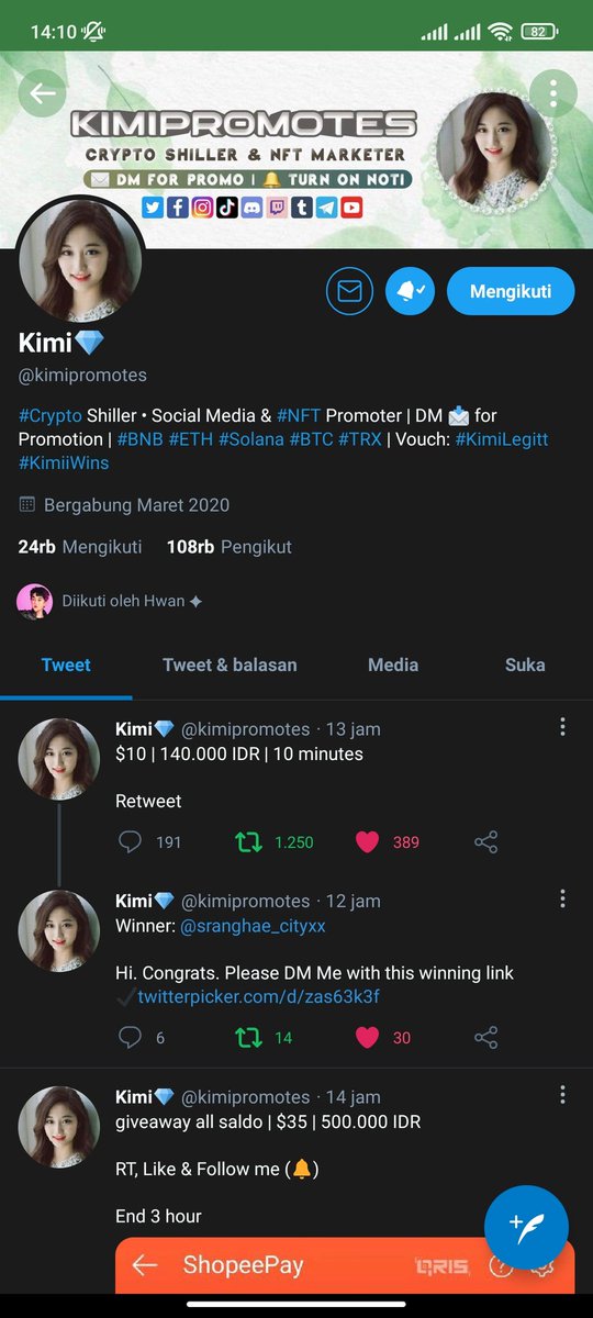 alihisap's tweet photo. @gemhostofficial @kimipromotes Done wish me luck,thanks you https://t.co/ko68aEKqP7