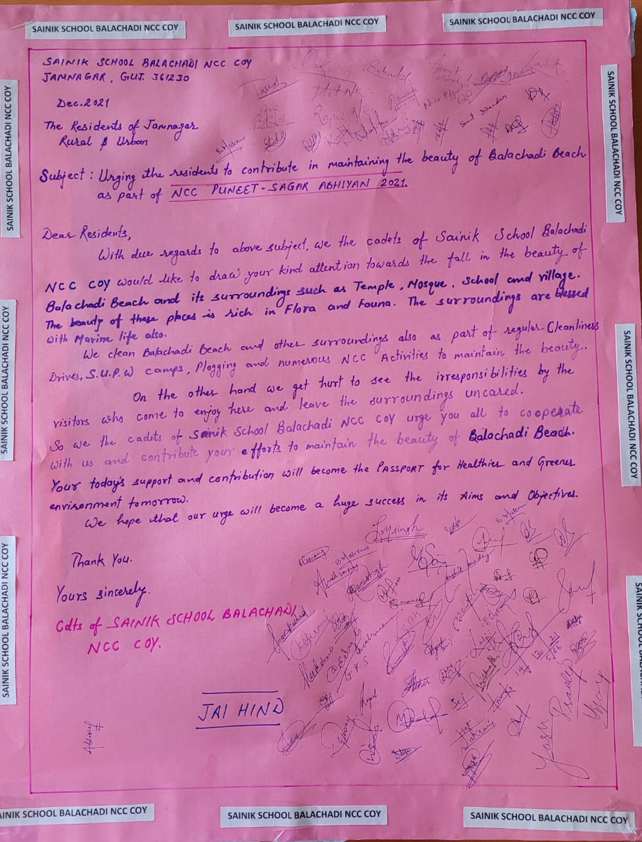 NCC_Dte_Gujarat's tweet photo. #PuneetSagar
#NCCGUJARAT
Cdts of Sainik School NCC Coy, Jamnagar, cleaned Balachadi beach along with local community. An open letter to residents was written by cadets for keeping the beaches clean.
@DefencePRO_Guj @HQ_DG_NCC
@Cmoguj 
@Bhupendrapbjp
@jitu_vaghani
@drajaykumar_ias https://t.co/MkEPPndsOV
