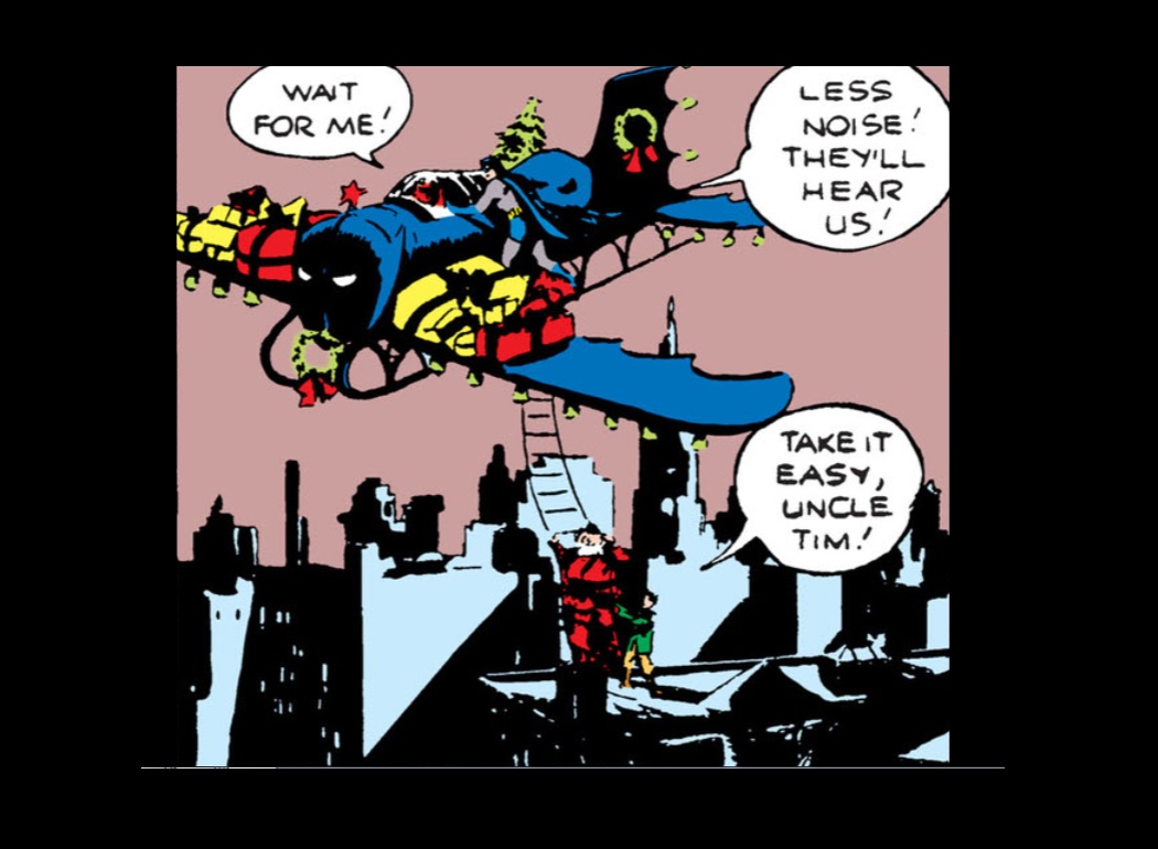 HeroesUnited_4's tweet photo. The π¦ #Batman π¦ - Batman Issue #27 (Cover Date February 1945, published December 1944) - the #Batplane helps #Batman, #Santa Tim Loring, and Scranton Loring deliver #Christmas gifts across #GothamCity as "Midnight announces the birth of Christmas Day" - #MerryChristmas https://t.co/TO0r3UAg5b