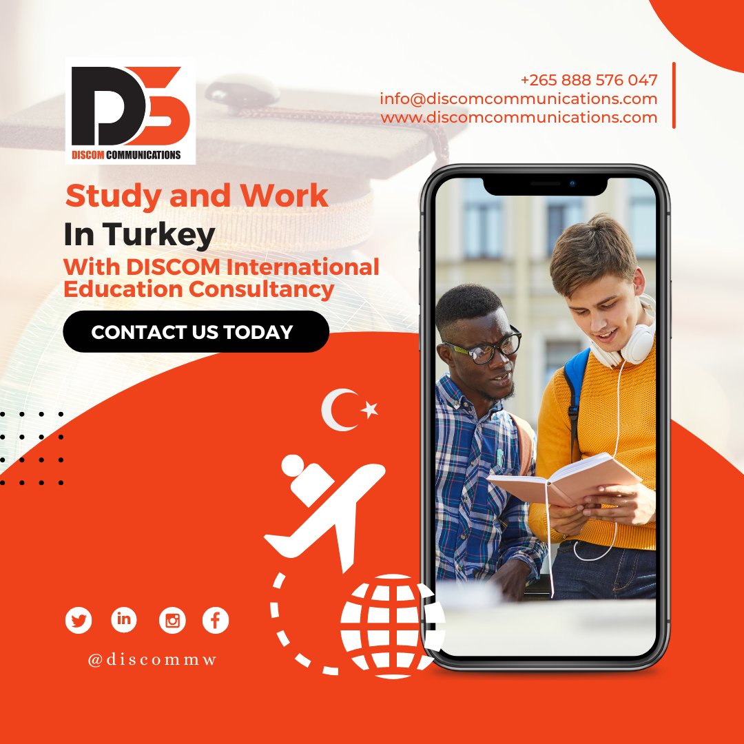 discomlimited's tweet photo. Study and work in Turkey with DISCOM International Education Consultancy.
Contact us today.

+265 888 576 047
info@discomcommunications.com
https://t.co/ORR2Y3FcB8

#studyabroad #education #studyoverseas #visa  #discommw  #college #studentlife #studyabroadlife #turkey #istanbul https://t.co/6AAqpSP4Ky