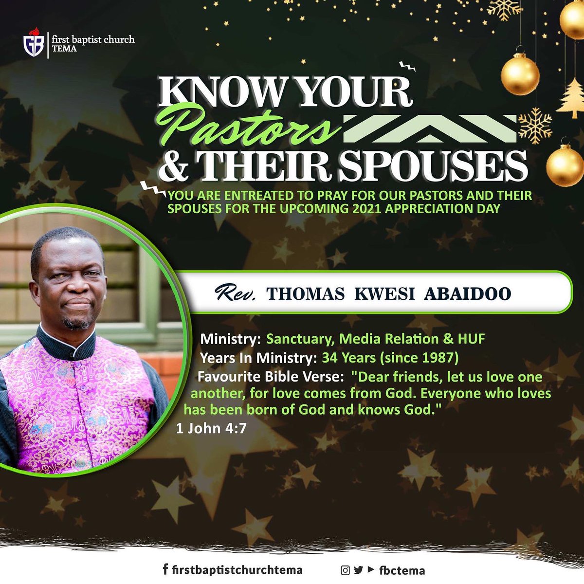 fbctema's tweet photo. Know Your Pastors and their Spouses! Rev and Mrs Abaidoo ❤️❤️ https://t.co/4PSuIyKuZb