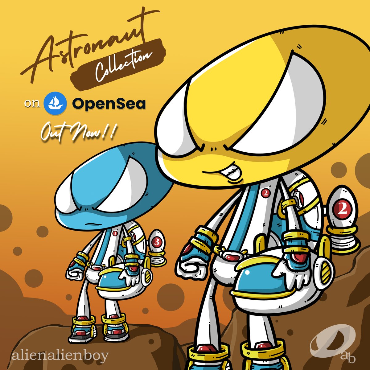 alien_alien_boy's tweet photo. 🎉New Collection!!🎉

AlienAlienBoy : "Astronaut Collection"🚀🚀
Out now! On OpenSea

Check Link in Bio.

#nft #nfts #btc #eth #art #opensea #Alien #Aliens  #NFTCollection #nftcollector  #nftartist #nftgallery #nftdrop #digitalart #cryptoart #crypto #illustration #Nasa #astronaut https://t.co/daTpwaYnuj
