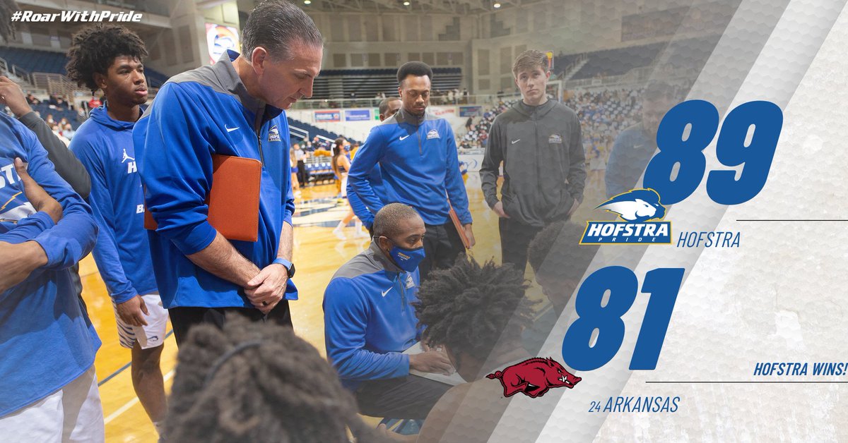 #HOFSTRA WINS!

The Pride takes down #2️⃣4️⃣ Arkansas, 89-81, behind Aaron Estrada and Jalen Ray both scoring 22 points! 

#RoarWithPride