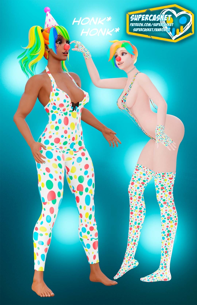 CasketSuper's tweet photo. Phara The Clown Joins Mercy #3d #supercasket #洗脳 #blender #Pharah #mercy #overwatch #clown #festish #skintight https://t.co/ayTS5koZN6 https://t.co/Tz4BqPWycT