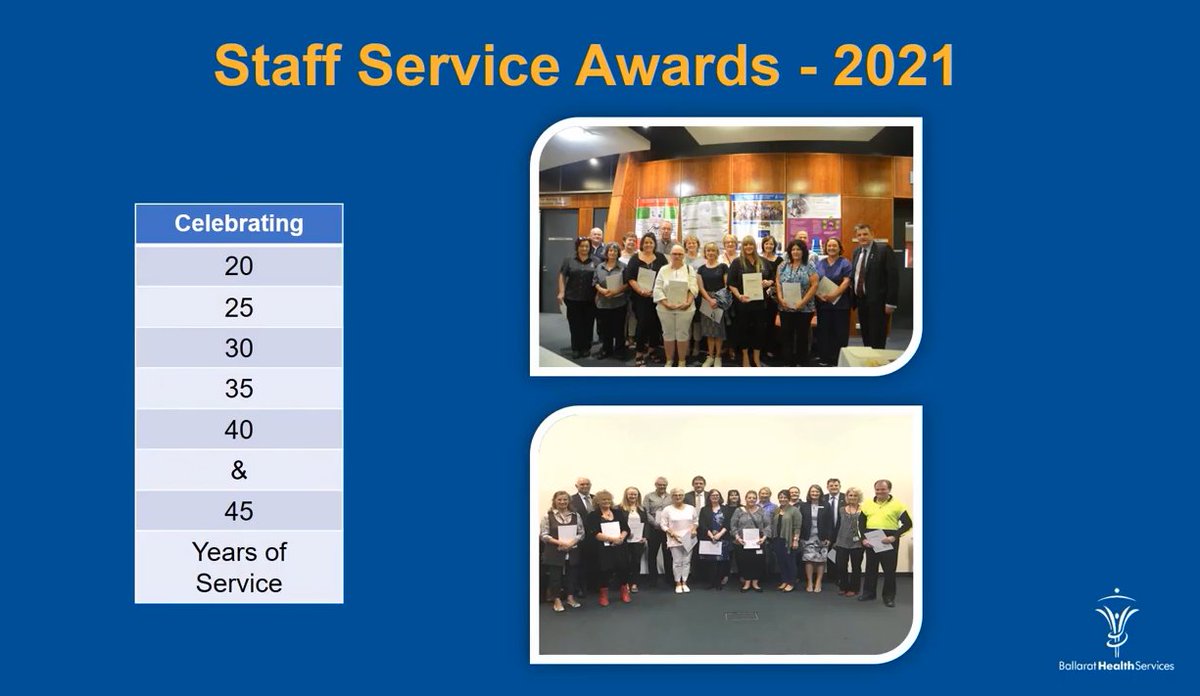 GrampiansHealth's tweet photo. Each year we celebrate the contributions of our staff through a series of end of year awards. Congratulations to all staff who celebrated milestone years of service, or were nominated for or received an award. Find out more about the awards here: https://t.co/zK1uP2xlUa
#ourBHS https://t.co/NdKRaJ1zLP