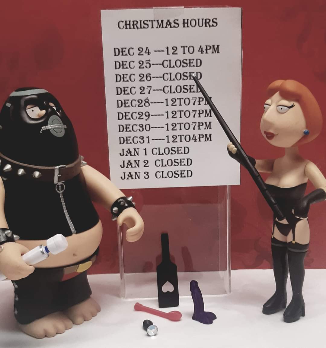 TheAltAdultShop's tweet photo. Holiday Hours 🎄 https://t.co/jokQc7L942