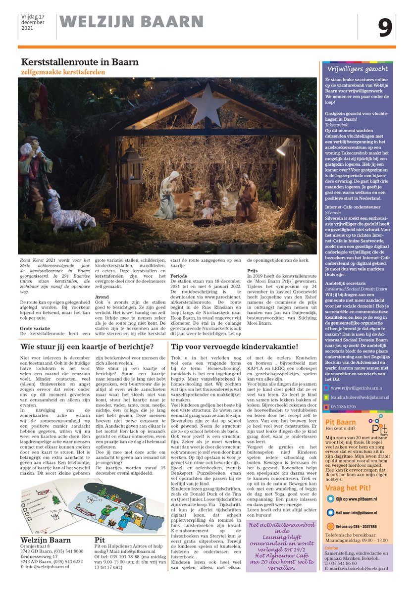 Welzijn in de Baarnsche Courant, met tips voor kinderen die vervroegd met vakantie zijn.
#welzijn #baarn #tips #kinderen