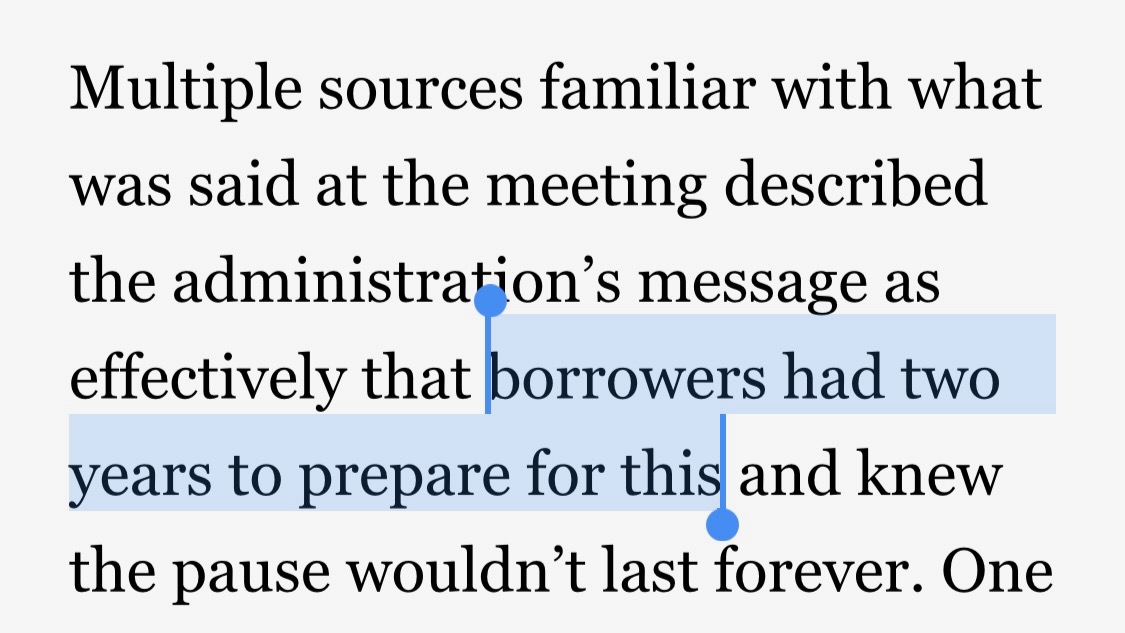 Yeah, we spent the last two years not struggling to survive, but saving up to pay off the debt you promised to cancel