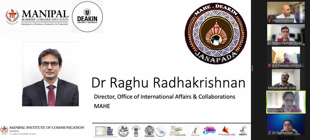 It was an honour &amp; pleasure to talk to friends &amp; colleagues at the Virtual Folklore Festival, MAHE-Deakin Janapada. A dedicated webpage to folklorists and an Academy of Folklore for scholarly activities is the best way to preserve our intangible cultural heritage. #janapada #ICCR