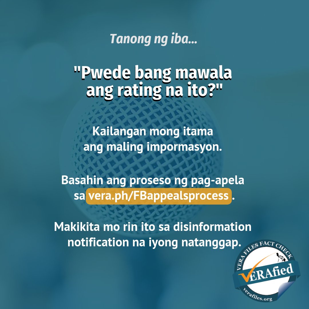 verafiles's tweet photo. May mga katanungan ka ba sa #VERAFiles tungkol sa aming pagpa-fact check?
Basahin ang bawat graphic kung saan sinagot namin ang apat na Frequently Asked Questions! https://t.co/E2zo5JyIxA
