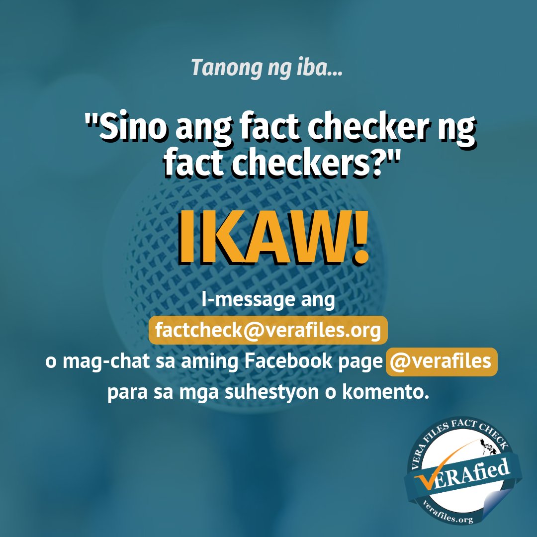 verafiles's tweet photo. May mga katanungan ka ba sa #VERAFiles tungkol sa aming pagpa-fact check?
Basahin ang bawat graphic kung saan sinagot namin ang apat na Frequently Asked Questions! https://t.co/E2zo5JyIxA