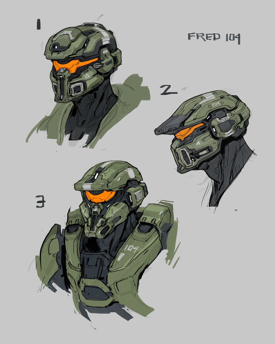I just started the #HaloInfinite campaign yesterday and I’m loving it. Now I’m thinking about Halo again and wanted to post some of my Fred-104 explorations here for old times’ sake. #conceptart #artist #gamedev #spartan #armor #sketch #343Industries