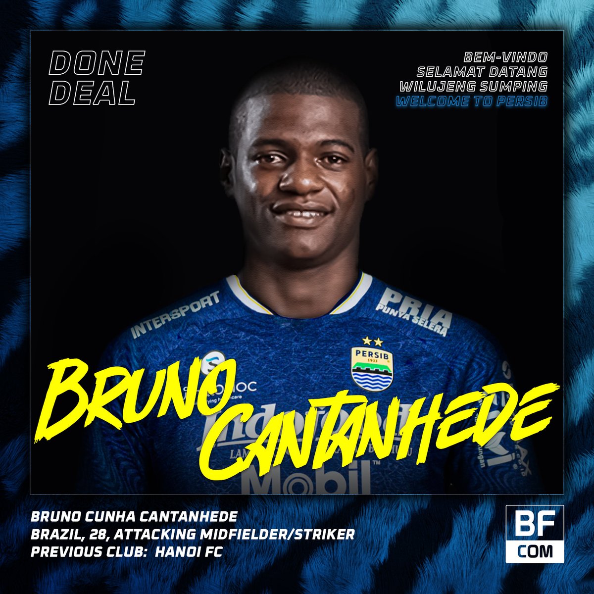 bandungfootball's tweet photo. BEM-VINDO, BRUNO!
Persib kemarin telah mengumumkan perekrutan Bruno Cunha Cantahede, yang sebelumnya memperkuat HaNoi FC, sebagai pengisi slot yang sebelumnya ditinggalkan Wander Luiz.
All samba forward!
#TransferActivity #Persib #PersibBandung #BandungFootball #BFCOM https://t.co/VMhJTbTITl