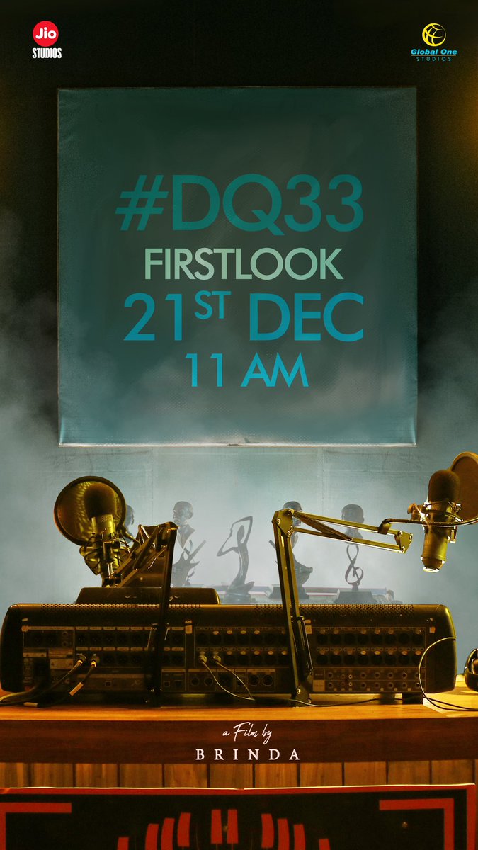 Something exciting before the year ends😍 Stay tuned #DQ33 First look out on the 21st of Dec! @dulQuer @MsKajalAggarwal @aditiraohydari @jiostudios @justvoot @globalonestudio @sonymusicindia @SonyMusicSouth @BrindhaGopal1 @NetflixIndia @Viacom18Studios @onlynikil @CtcMediaboy