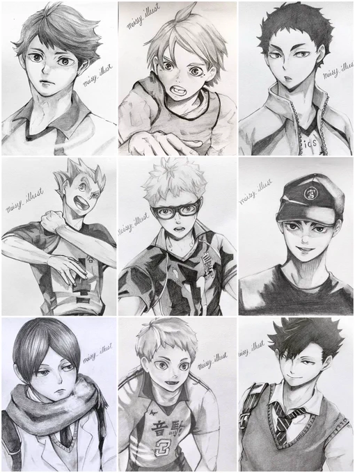 前にシャーペンで描いたやつ❣️
研磨、影山、宮侑は、前にTwitterに投稿したから省いてます💦
最近はあんまりシャーペン画描いてないな…
#ハイキュー #Haikyuu #haikyuufanart 
#シャーペン画 