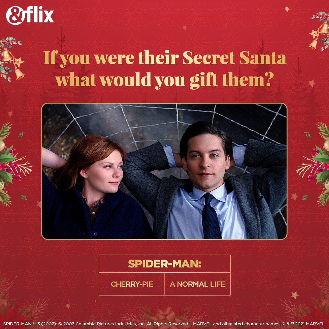 AndFlix's tweet photo. If you’d like to gift us, we want a hippopotamus for Christmas. 🎄
Tune in to watch Spider-Man 2 and Spider-Man 3 in #Flixmas special treat all day long on December 25th, only on &flix.
#SpiderMan #SpiderManFans #Christmas #SpiderFans #SpiderVerse #Spider #Movie #Hollywood https://t.co/xJmF3i341Z