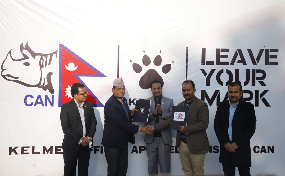 Apparel Partnership Agreement between CAN and Kelme was signed in the presence of Hon. Minister for Youth and Sports -  Maheshwar Jung Gahatraj (Athak).

CAN President Chatur Bahadur Chand and Kelme MD Pradip Neupane exchanged the MoU at an event held at The Soaltee today.