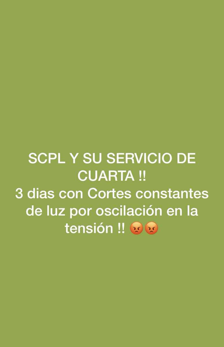 GraCorchuelo's tweet photo. @SCPL_Coop UNA VERGÜENZA  ! Nos toman el pelo ?!?!! CADA VEZ QUE LLAMO TENGO QUE HACER UN NUEVO RECLAMO PORQUE LOS CIERRAN SIN SOLUCIONAR !! 3 dias con 198, 199, 201 v y saltando a 235, 240 oscilando la tensión de una manera violenta !!! 😡😡😡 https://t.co/yKXGndFtiY