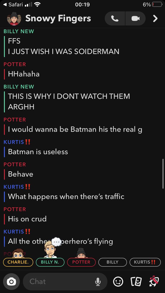 The groupchat arguing over superheroes has been my highlight of the week tbh… Kurtis with the real questions “what happens when there’s TRAFFIC” 💀😭😭😭