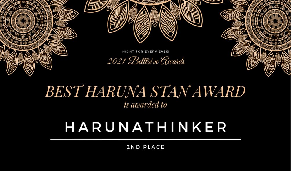 belllievecafe's tweet photo. BEST HARUNA STAN AWARD

2nd Place: @harunathinker https://t.co/fmJJ0HZ0ZZ