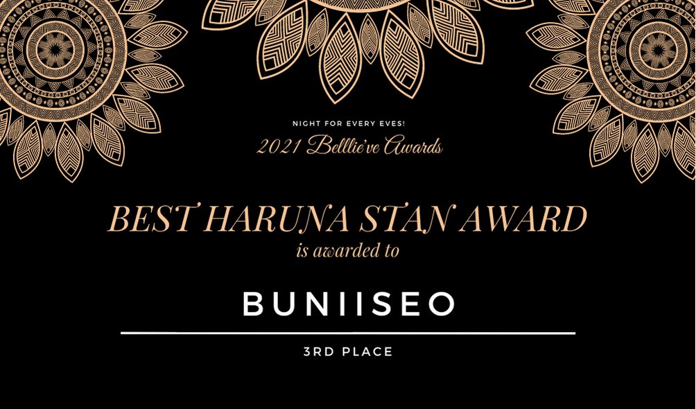 belllievecafe's tweet photo. BEST HARUNA STAN AWARD

3rd Place: @buniiseo https://t.co/BFlGwFjoUk