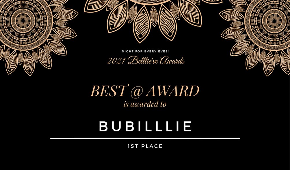 belllievecafe's tweet photo. BEST @ AWARD

1st Place: @bubilllie https://t.co/Av7g0fDb7C