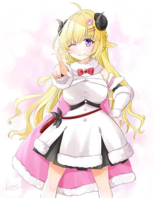 ☝🏻🐏☝🏻
#つのまきあーと 
#角巻わため 