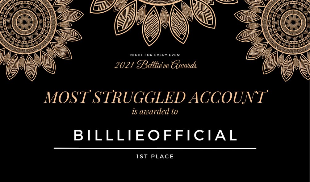 belllievecafe's tweet photo. MOST STRUGGLED ACCOUNT 2021

1st Place: @Billlieofficial, @hyeaIous, and @mojja_rella https://t.co/qpj8Wun7Lx