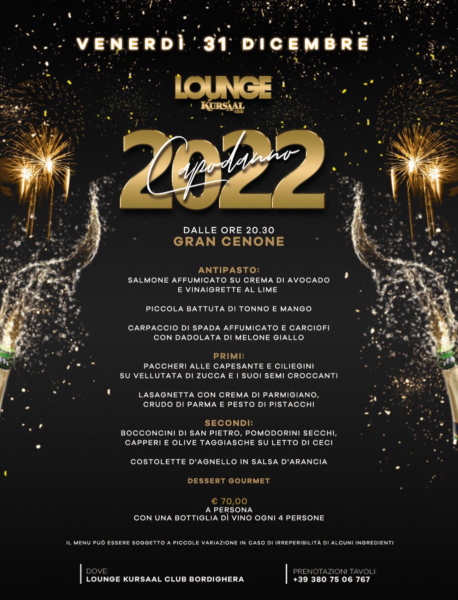 KursaalClubOff's tweet photo. CAPODANNO 2022
KURSAAL LOUNGE E RESTAURANT

VENERDI 31 DICEMBRE!!!!!!! https://t.co/PSJvcgQrVH