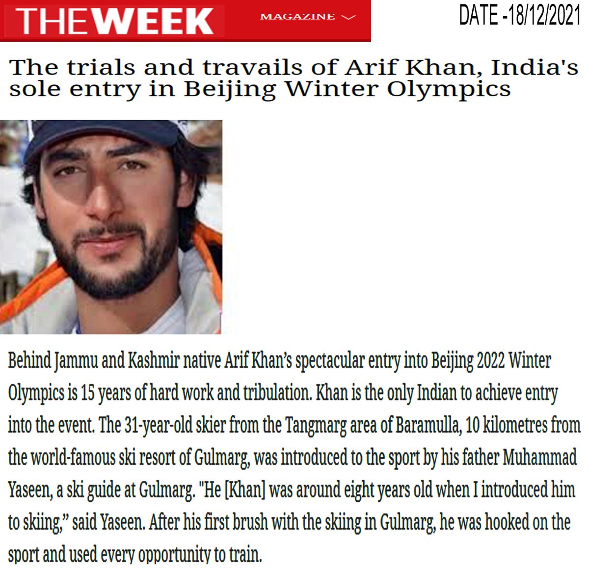 MehakAndrabi's tweet photo. #kashmirWantPeace The trials and travails of Arif Khan, India's sole entry in Beijing Winter Olympics   @sujitpchauhan   @CobraGold5 @LageRahoKashmir    https://t.co/gOhOKYFsZb https://t.co/k9VcEbI8g1