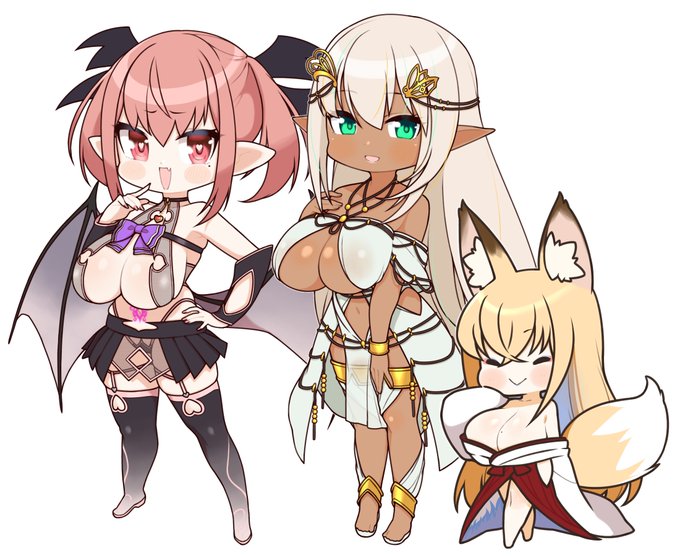 ネコばか姉妹おっぱい並べです 