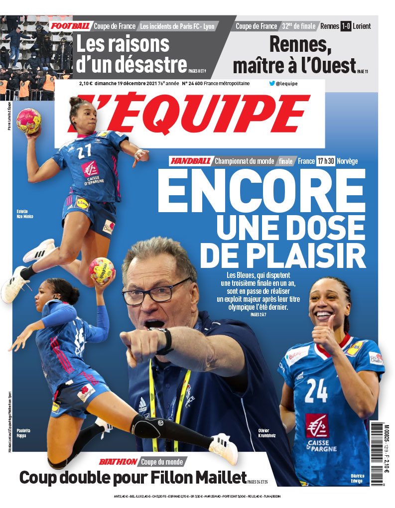 martiruizhb's tweet photo. Esta tarde (14.30h) las #Guerreras 🇪🇸 lucharán por el bronce en el Mundial de #Balonmano celebrado en España contra Dinamarca 🇩🇰. 

Francia 🇫🇷 luchará por el oro contra Noruega 🇳🇴 a las 17.30h.

😅 La prensa española y la prensa francesa: https://t.co/hnKW3GZrBX