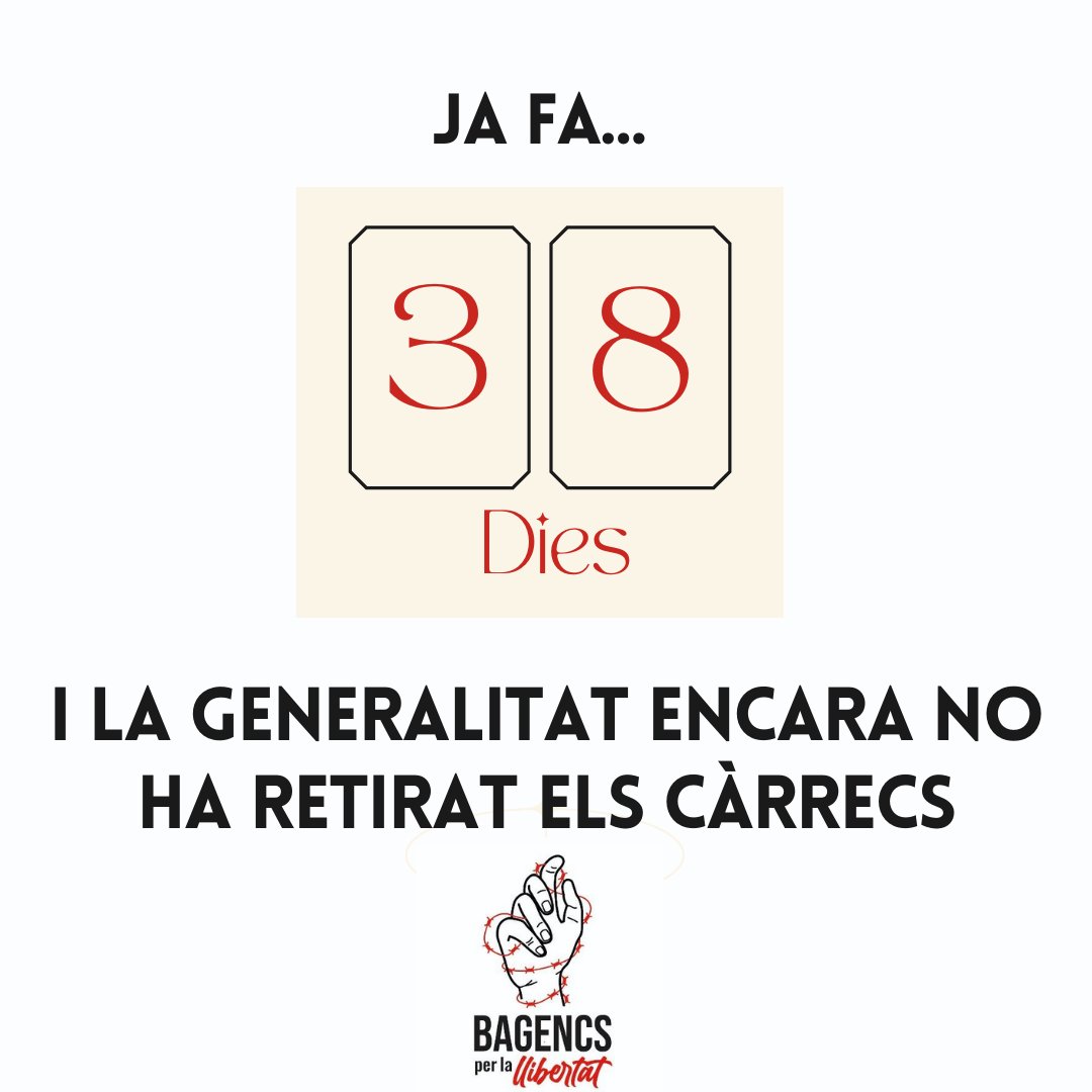 📢Ep <a href="/joanignasielena/">Joan Ignasi Elena</a>, mira el "comptador de la vergonya"!
El passat 11 de novembre, vau anunciar a bombo i platerets que us retiraríeu de totes les causes contra manifestants si no es podien acreditar els autors de les lesions. 
38 dies després, encara no heu fet res.