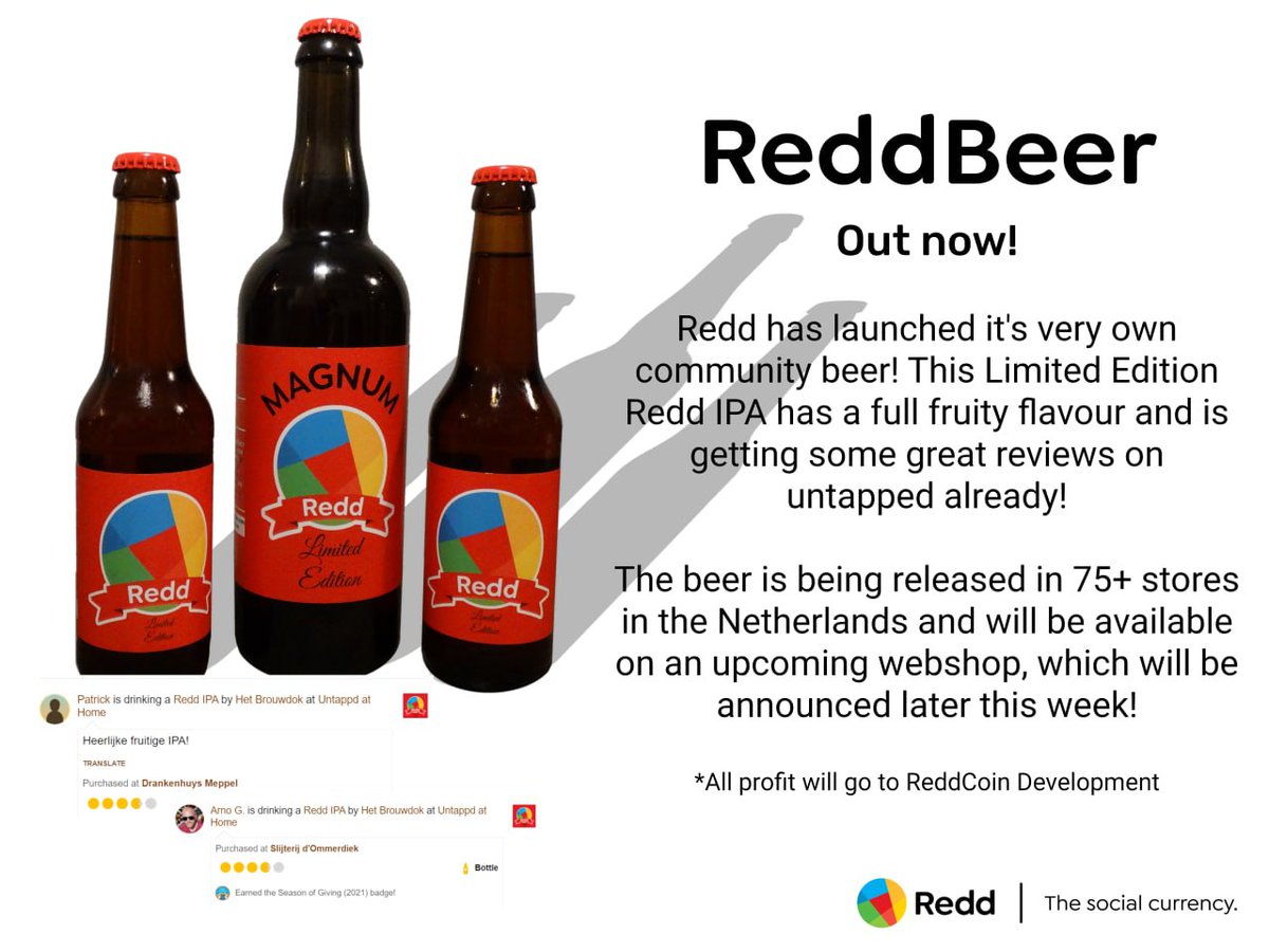 ReddCoinNotes's tweet image. Looking for another way to support the #Redd team? All profits from ordering this Limited Edition ReddBeer will go to the #ReddCoin team. 

#ReddBeer #RDD #Crypto #ThirstyForReddBeer #IPA #Untappd #LimitedEdition #Netherlands #Birra #Beer #Community @untappd