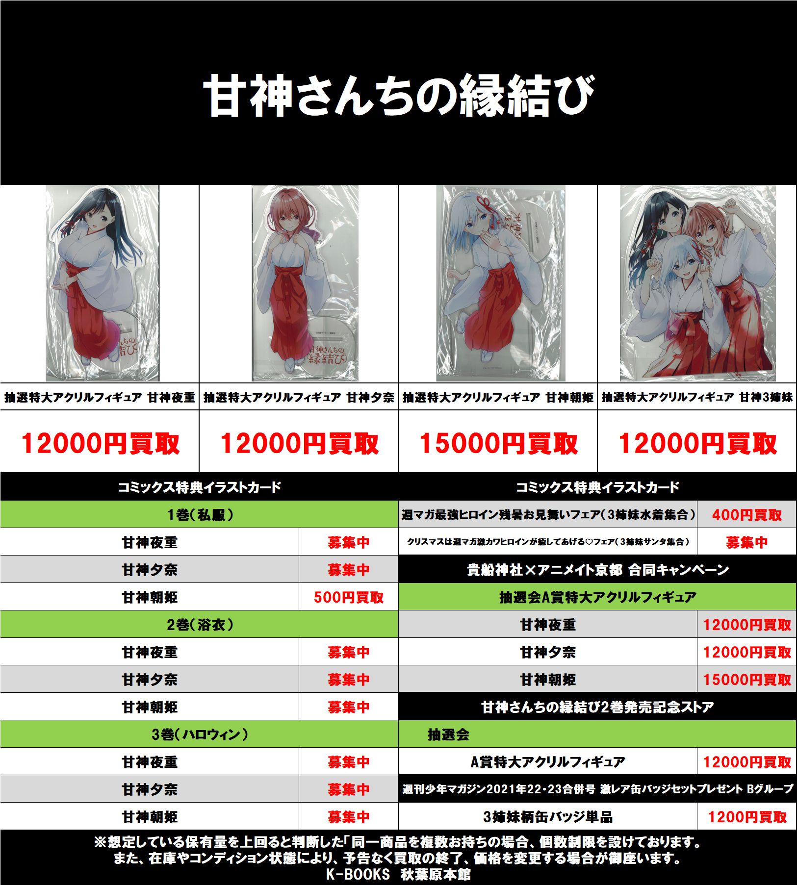 スペシャルオファ 甘神さんちの縁結び キャラアートグラフ 甘神 朝姫 夜重 夕奈 その他 Mypowertools Com Au