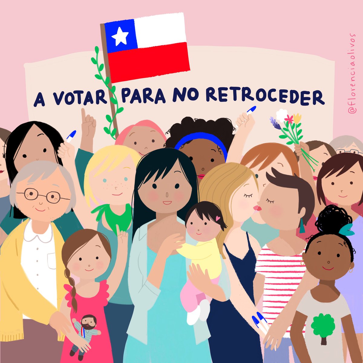 Las mujeres estamos haciendo grandes transformaciones ¡y nada nos va a detener! 
Como mujeres sabemos cuidar a quienes nos rodean y equilibrar el bienestar de nuestra comunidad junto a la fuerza de salir adelante por los nuestros. 
¡Hoy salimos a votar, para no retroceder!