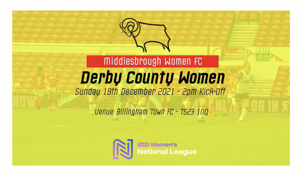 DCFCWomen's tweet image. 𝕀𝕥’𝕤 𝔾𝕒𝕞𝕖𝕕𝕒𝕪: 𝕄𝕚𝕕𝕕𝕝𝕖𝕤𝕓𝕣𝕠𝕦𝕘𝕙 (𝕒)

It’s the final game of 2021 and we’re on the road to @BoroWomen in a 2pm Kick-Off.

Join us here @DCFCWomen from 1pm for Twitter commentary as we look to end the year on top of the @FAWNL 

#EweRams #DCFCW #DCFC #Xmas