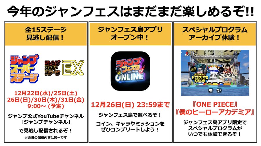 ジャンプフェスタ22 スパイファミリー チェンソーマン 呪術廻戦 など全15ステージの見逃し配信が実施 ゲーム エンタメ最新情報のファミ通 Com