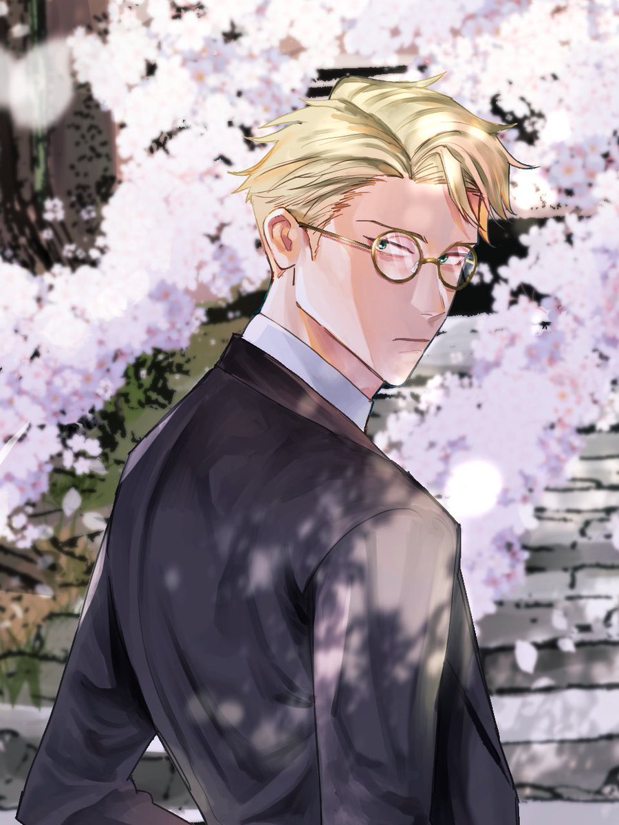 nanami kento 1boy male focus solo blonde hair short hair looking at viewer glasses  illustration images