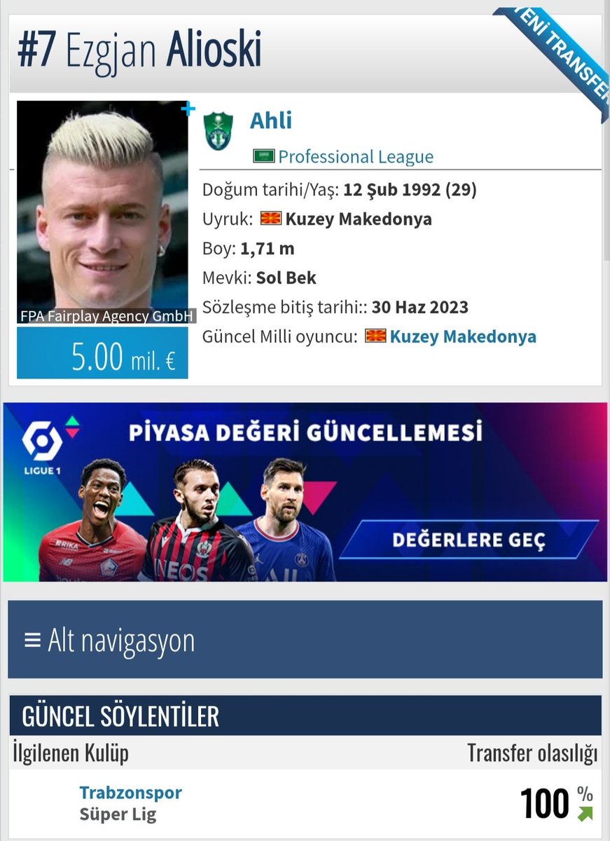 Transfer markette Alioski %100 - Trabzonspor görünüyor.
Galiba bu sefer olacak..
