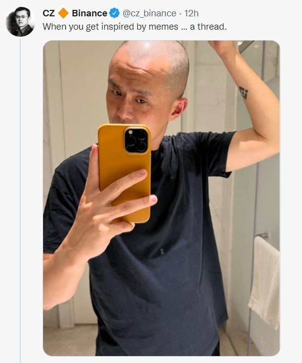 cryptonewsweb's tweet photo. ✅Глава #Binance Чанпэн Чжао просто выложил фотографию, но хомяки уже испугались, что это намек😀 https://t.co/6rcfkT5vBN