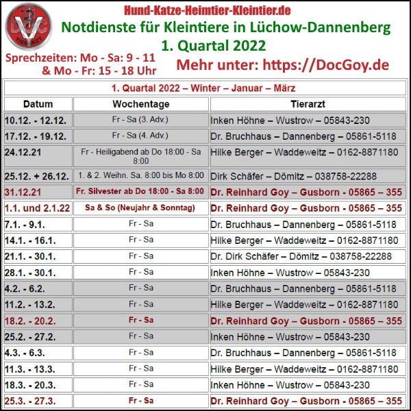 VetGoy's tweet photo. #Notdienst #Tierarzt | 17.12. - 19.12. Fr - Sa (4. Adv.) Dr. Bruchhaus – Dannenberg – 05861-5118 | Weitere Infos und online Terminvergabe unter: https://t.co/S5bkjBERRW #Kleintierpraxis Gusborn - #DocGoy #Wendland #Elbtalaue https://t.co/YUMUTY786B