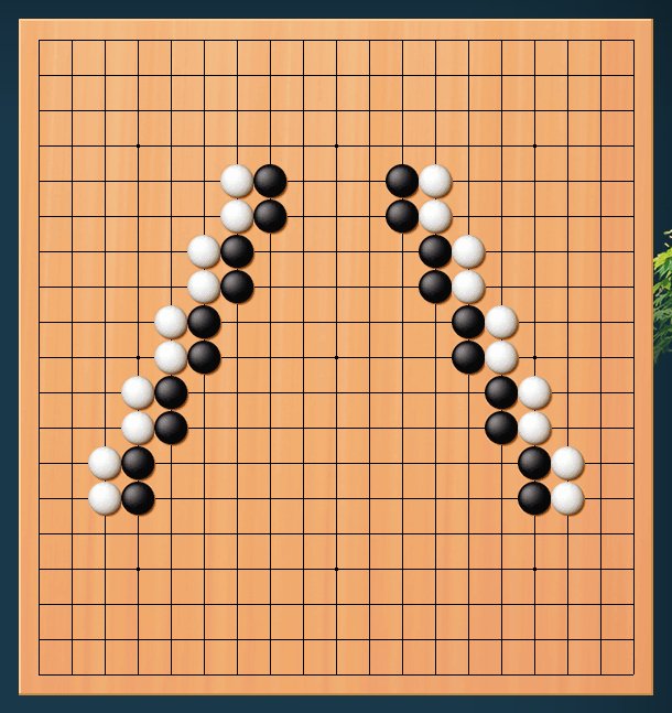 Each of two stones is aligned vertically but appears to tilt .