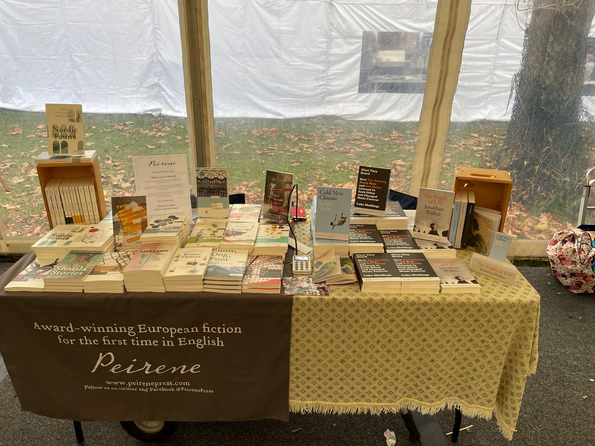 Last day on our shared Weatherglass/Peirene stall at <a href="/BathArtisan/">Bath Artisan Market</a> — looking forward to seeing anyway Bath-based-book-botherers