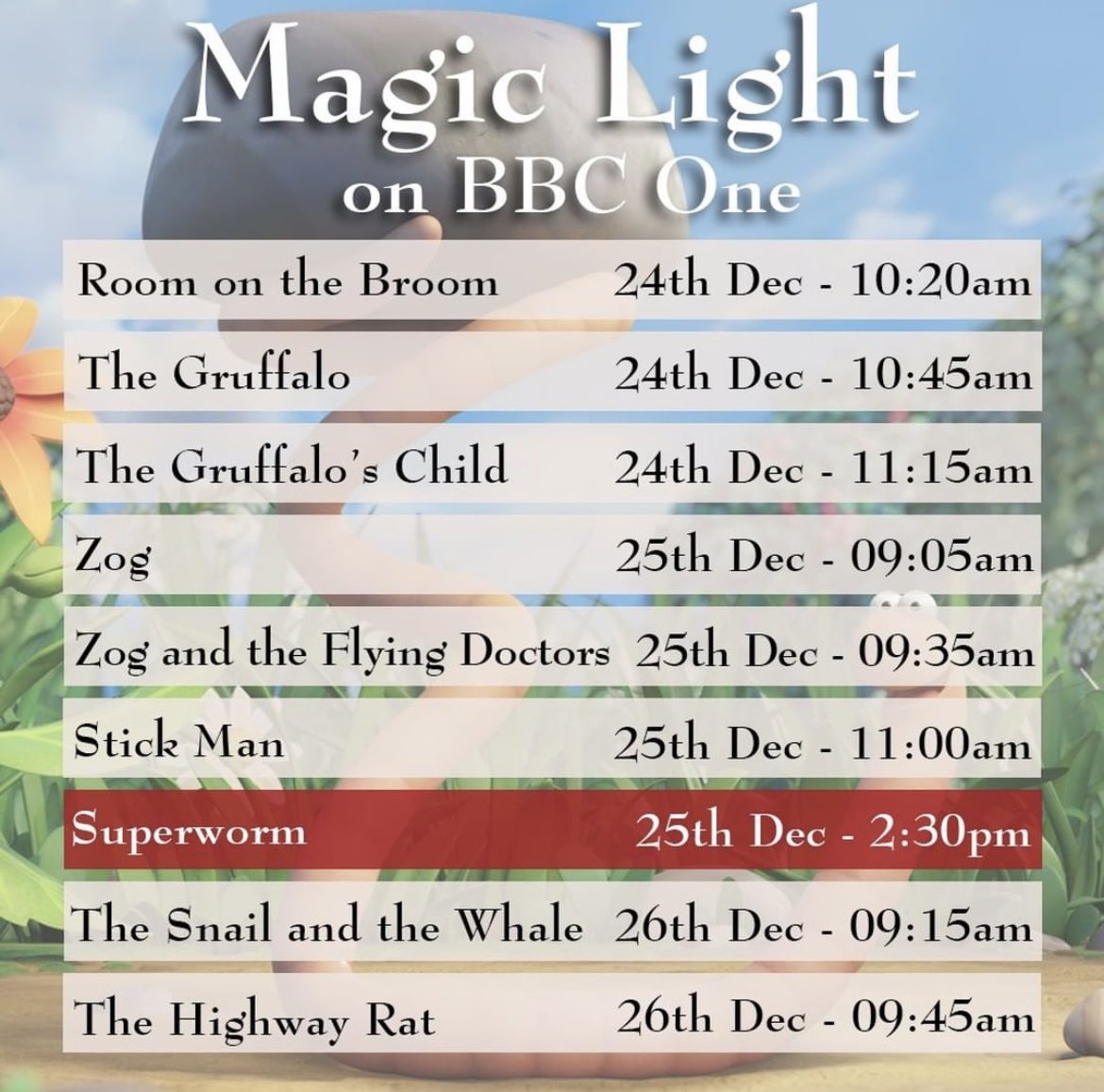 MissBorsbeyP1's tweet photo. Some of our favourite stories are being shown on TV over the Christmas period. Remember to listen out for those boost words if you are watching! 🧙♀️🪱🐌🎅🏼 #WordBoost #JuliaDonaldson #MagicLight https://t.co/goXw3mR6X6