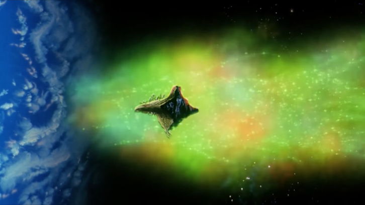 But what of the axis shock, the light of the human heart, and the Geara Dogas themselves moving into position to assist the Jegans in pushing back axis? The people on Earth starting at the green aurora?