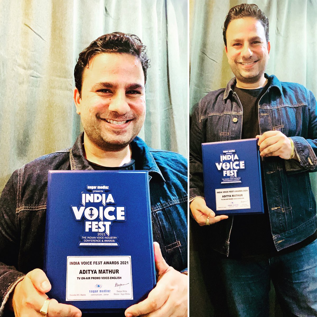 I’m honoured to be awarded the best “TV On-Air Promo Voice - English” at <a href="/indiavoicefest/">indiavoicefest</a> 2021! Thankyou <a href="/Darrpan/">Darrpan Gupta</a> <a href="/kiran_motwani/">Kiran Motwani</a> <a href="/sugarmediaz/">Sugar Mediaz</a> &amp; the Jury for recognising my work 😊🙏🏻
Thank you <a href="/NickIndia/">NickIndia</a> for believing in me and my art. <a href="/viacom18/">Viacom18</a> #IAM #voiceactor #award #recognition