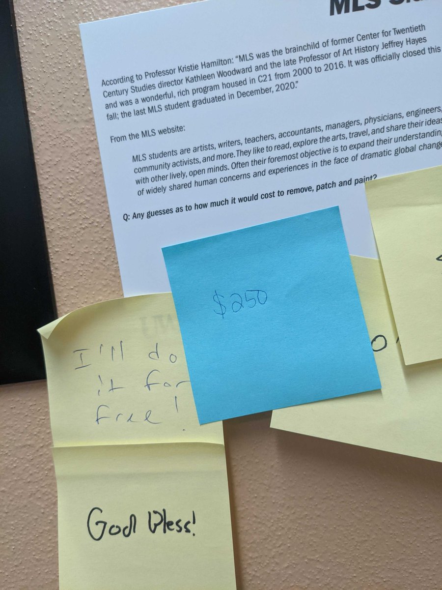 center21's tweet photo. #TalkingWallsC21 #interactiveart #exhbit 
MLS Sign
"I'll do it for free."
"$100"
"500"
"$200"
"I'll do it for free!"
"God Please" https://t.co/h1YXBdFqwh