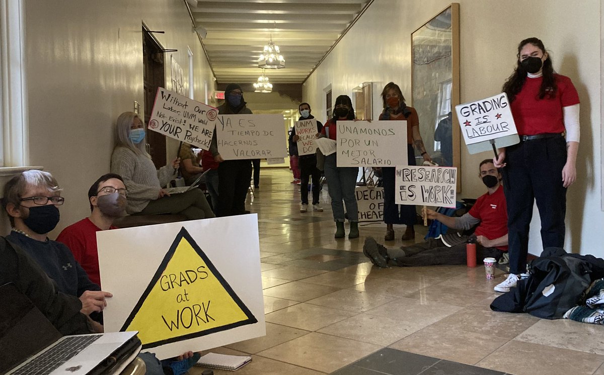 unmgradworkers's tweet photo. 🚨 The Work-In is happening NOW 🚨

⚠️ Location: Scholes Hall!! Come join us &amp; show UNM admin just how much we work‼️⚠️

https://t.co/zFtgafr6KM https://t.co/8BbgXUvWVT
