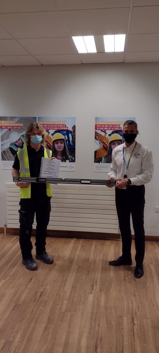 Tom Lawrence from our Level 2 Progression in Bricklaying full-time course @colegcambria Deeside, is our 'IoT Student of the Month' for November. Thanks to Chris <a href="/getools/">G E Tools</a> for the prize of <a href="/stanleytools/">STANLEY Tools</a> FatMax® beam level. Really pleased for Tom he's an excellent student 👏👏👏